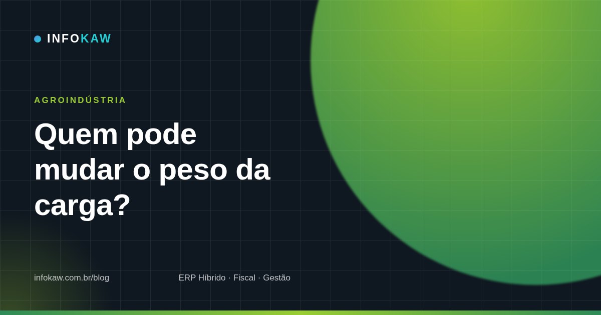 Quem pode mudar o peso da sua carga? O que o sistema aceita, o que ele recusa e o que fica registrado